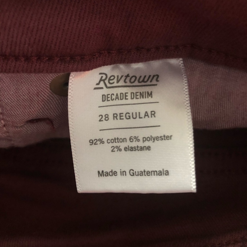 Burgundy skinny jeans by Revtown